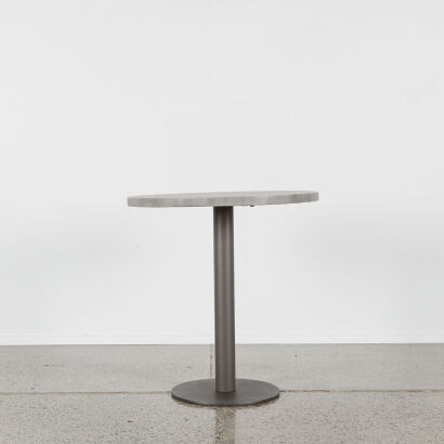 A Grey Side Table With Pedestal Base