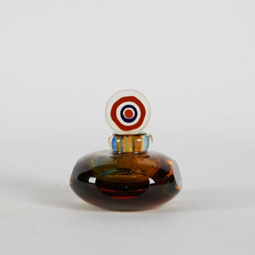 A Murano Sommerso Faceted Glass Perfume Bottle With Stopper