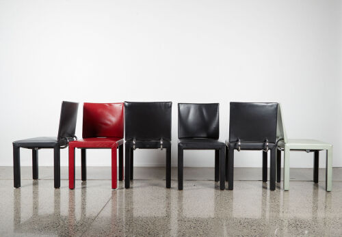 A Set Of Six Paolo Piva Leather Arcadia Dining Chairs for B&B Italia C.1980s