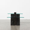 A Post Modern Black Marble And Glass Cantilever Coffee Table