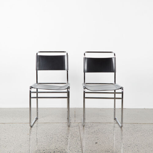 A Pair Of Marcel Breuer B5 Leather Chairs