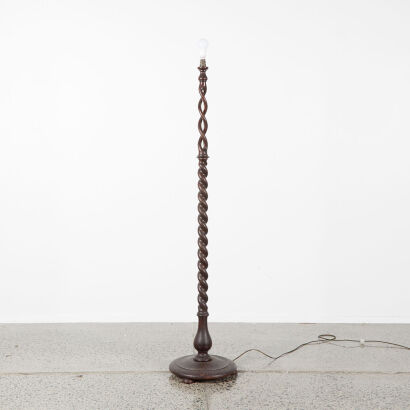 A Barley Twist Mahogany Floor Lamp