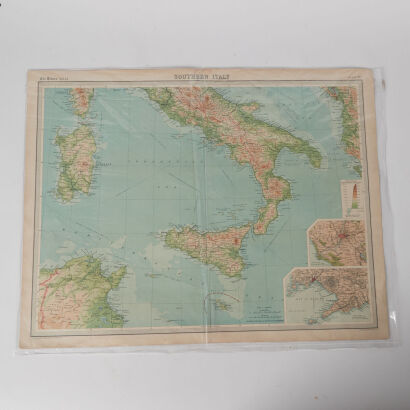 An Antique Map Southern Italy The Edinburgh Geographical Institute C.1921