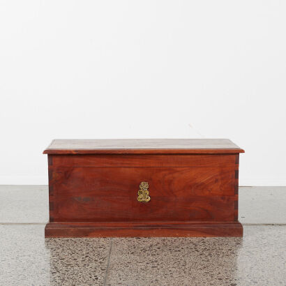 A Vintage Kauri Chest With Applied Tiki Decoration