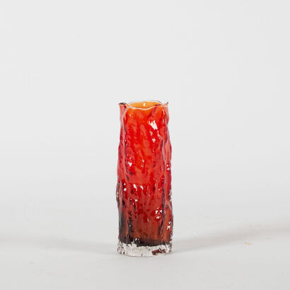 A Mid century Red Bark Art Glass Vase