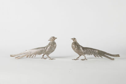 A Set Of Vintage Metal Pheasants