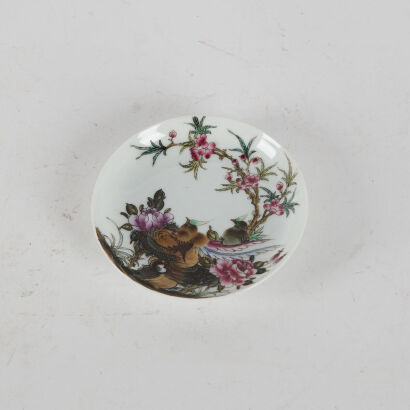 A Chinese Famille Rose Porcelain Handpainted Dish With Flowers