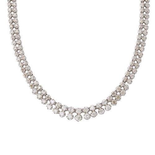 18ct White Gold, Double Row, Flexible, 5.00cts Total Diamond Necklace