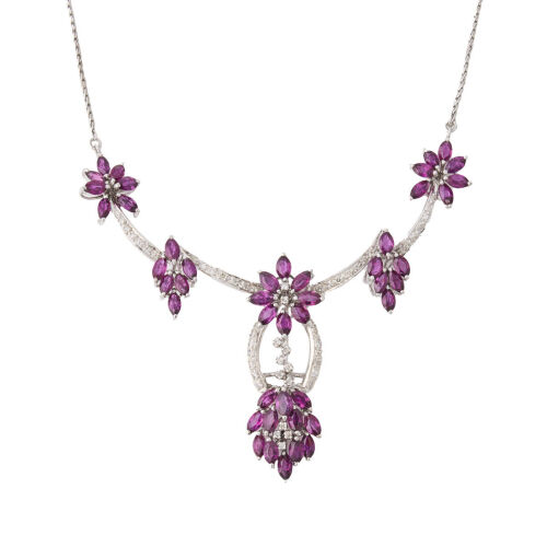 Silver and Gold, Vintage, Ruby and Diamond Necklace