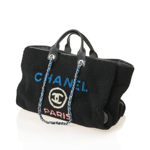 Chanel Shearling Deauville X Large Shopping Tote Bag