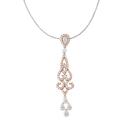 18ct White/Rose Gold, 1.19ct Pink/White Diamond Pendant