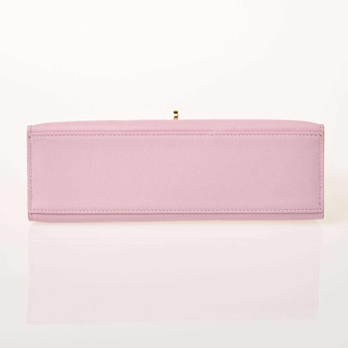 Hermès Kelly Pochette Clutch Bag In Mauve Sylvestre Swift With