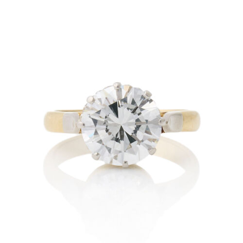 Platinum and 18ct Yellow Gold, 3.02ct Solitaire Diamond Ring