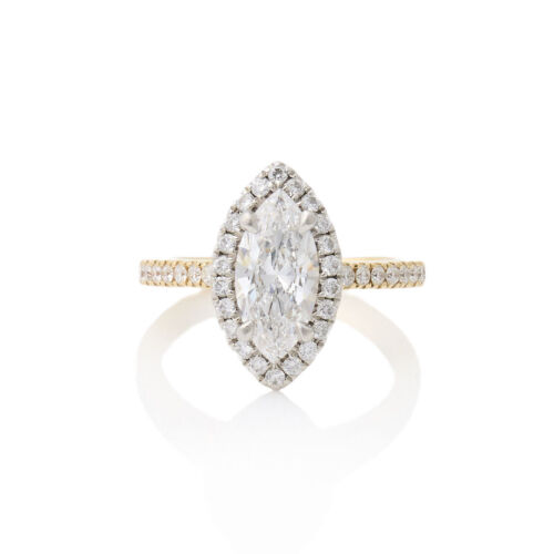 Platinum & 18ct Yellow Gold, Marquise Cluster Diamond Ring of 1.36cts Total