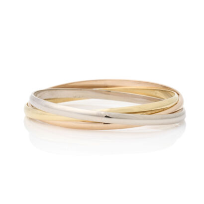 Cartier, 18ct Tri - Gold Trinity Bangle with Box