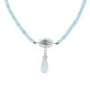 18ct White Gold, 11.76ct Aquamarine and Diamond Pendant and Bead Necklace
