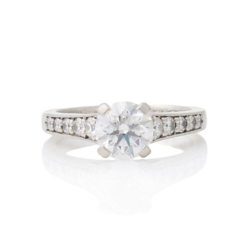 Platinum, 1.26ct Diamond Solitaire Ring with Diamond Set Shoulders
