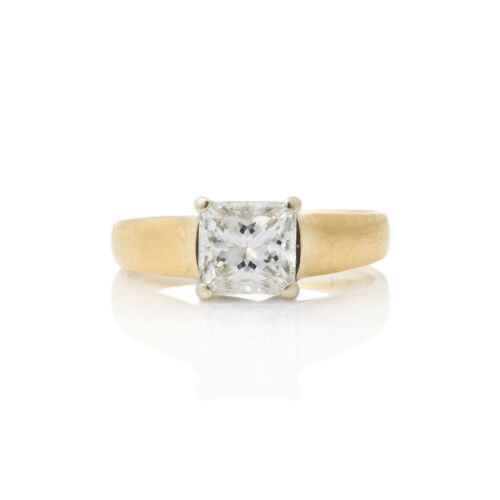 18ct Yellow/White Gold, 1.17ct Princess Cut Diamond Solitaire Ring
