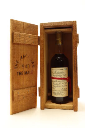 (1) 1940 The Macallan Handwritten Red Ribbon Single Malt Scotch Whisky #39, 43% ABV, 750ml