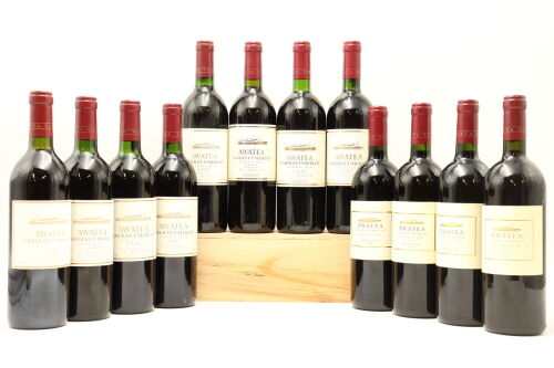 (1) 1988-1999 Te Mata Estate Awatea Cabernets Merlot Vertical, Hawke's Bay, 12x Bottles Sold as One Lot
