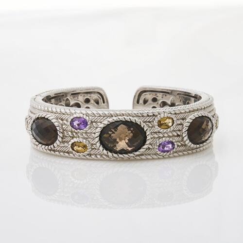 Judith Ripka Sterling Silver, Gemstone Bangle