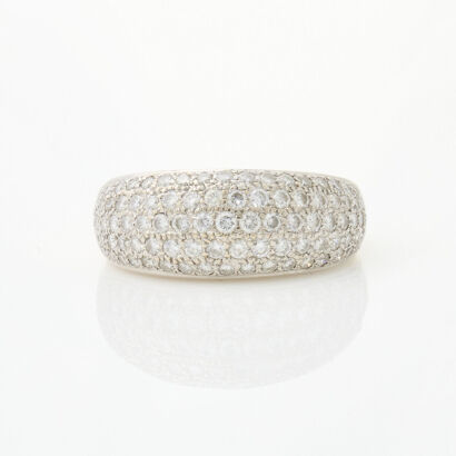 Rhodium Plated, 18ct Yellow Gold, Domed , 1.29ct Diamond Ring