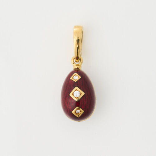 18ct Yellow Gold, Faberge Egg Diamond Pendant with Box