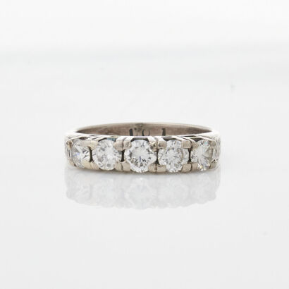 18ct White Gold, Five Stone, 1.00ct Diamond Ring
