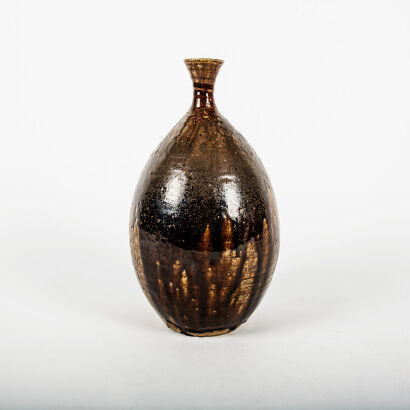 A Large Salt Glazed Denys Hadfield Vase With Ash Trickle