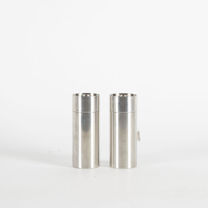 A Set Of Mid Century Style Arne Jacobsen Aluminium Salt And Pepper Mills