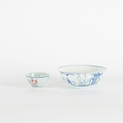 A Set Of Two Old Chinese Blue and White Bowls