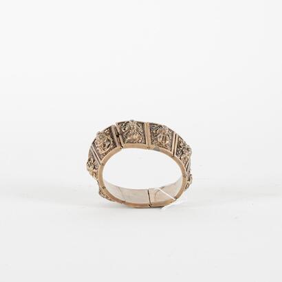 An Oxidised Metal Deity Panel Bracelet