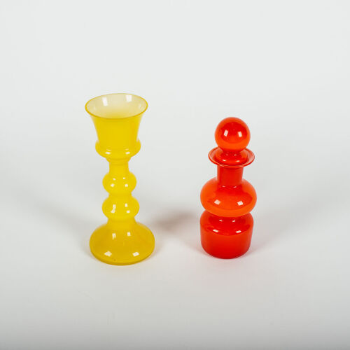 A Pair Of Mid Century Blenko Style Glass Objects