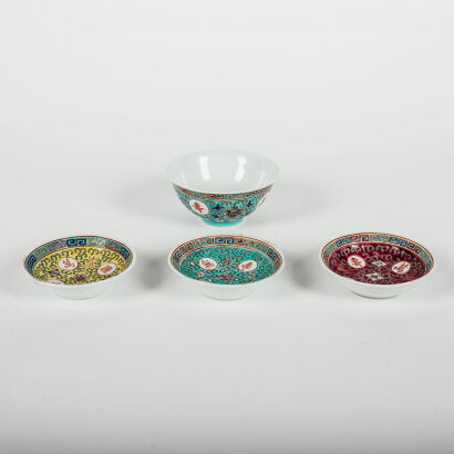 A Chinese Porcelain Bowl and Three Dishes