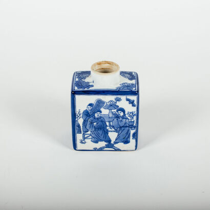 A Blue And White Chinese Tea Caddy