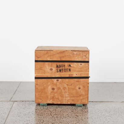 A Made In Sweden Plywood Crate with Lid