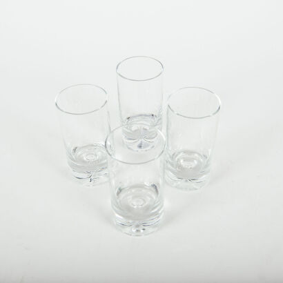 A Set Of Four Crystal Bubble Bottom Highball Glasses