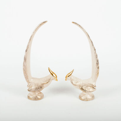 A Pair Of Ceramic Longrail Birds