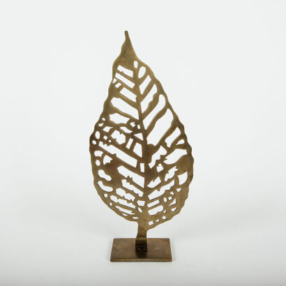 A Modern Brass Leaf Sculpture