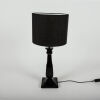 A Black Lacquered Table Lamp With Charcoal Shade