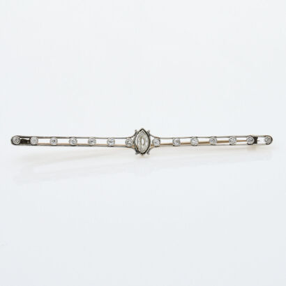 14ct Yellow and White Gold, .46ct Diamond Bar Brooch
