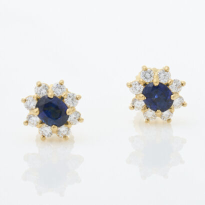 18ct Yellow Gold, Tiffany & Co,.60ct Sapphire and Diamond Earrings