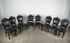 A Suit Of Eight Louis Black Lacquer And Leather Dining Chairs - 2