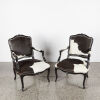 A Pair Of Louis Black Lacquer And Cow Hide Occasional Chairs - 2