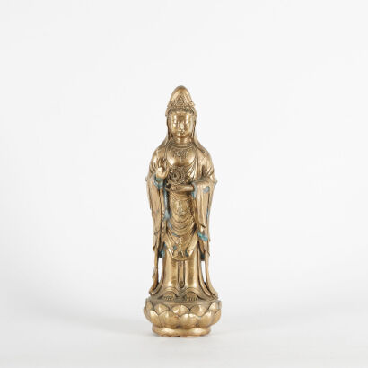 A Chinese Brass Statue Guan Yin Statue