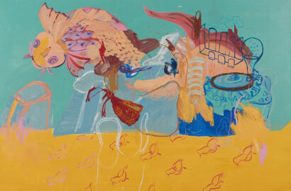 A Large Abstract Acrylic On Canvas
