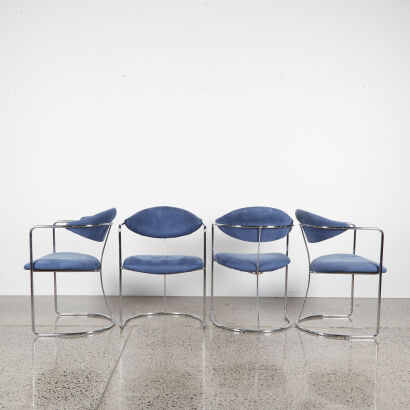 A Set Of Four Anton Lorenz Style Tubular Steel Chairs
