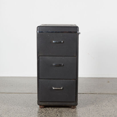 A Vintage Three Drawer Metal Filing Cabiet Made In England