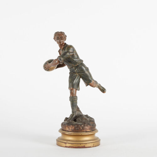 An Art Deco Bronze Football Statue