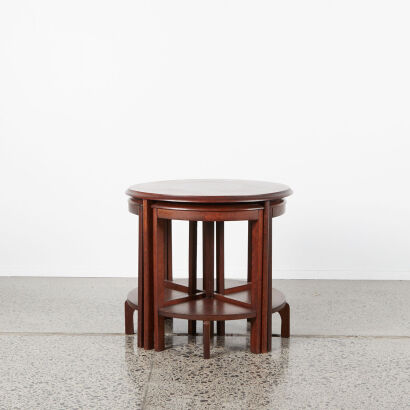 A Vintage Nest Of Five Side Tables In Solid Oak